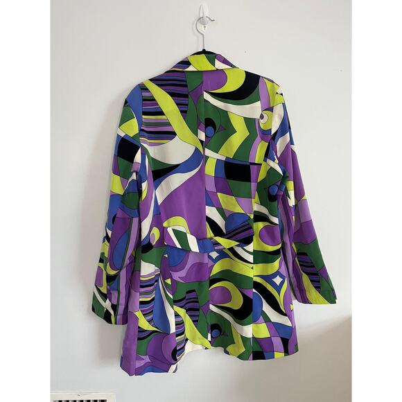 Regal Regency Blazer Women L Multicolor Psychedelic Print Mod 60s Style - Picture 2 of 6